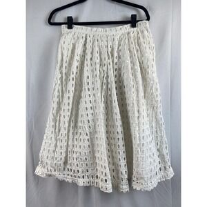 Women's Size Large 32" Waist White Eyelet Lined A Line Skirt Back Zipper